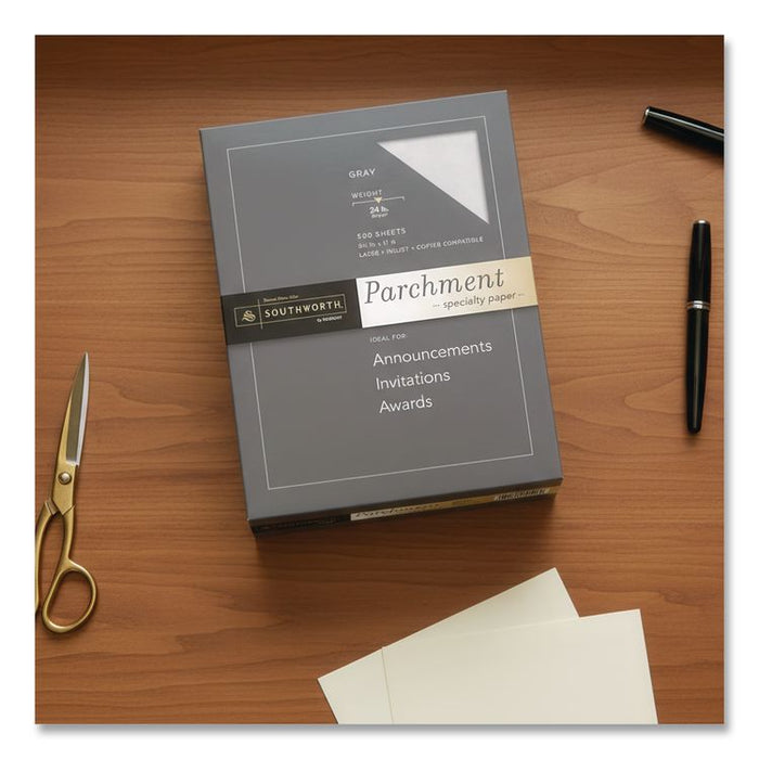 Parchment Specialty Paper, 24 lb Bond Weight, 8.5 x 11, Gray, 500/Ream