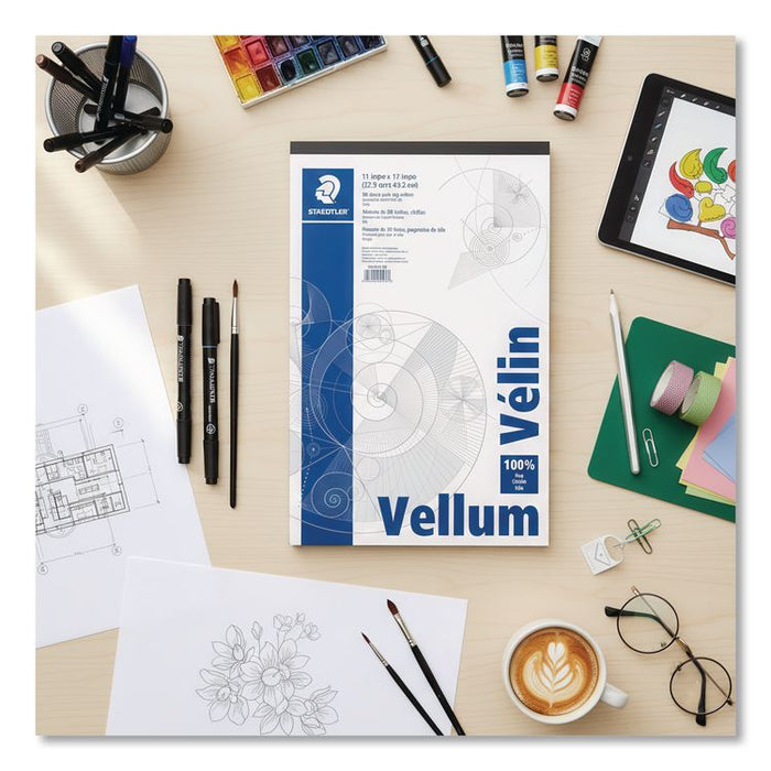 Mars Translucent Vellum Art and Drafting Paper, 16 lb Bristol Weight, 11 x 17, Translucent, 50/Pad