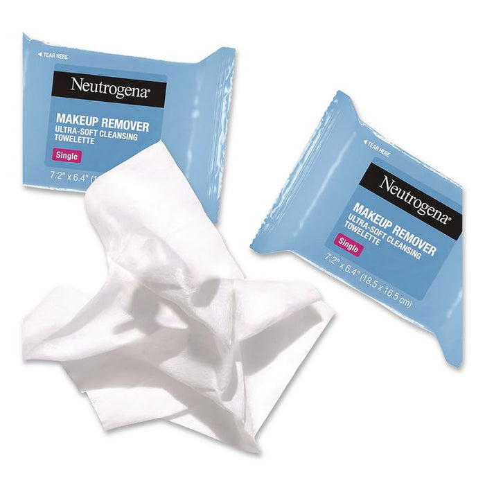 Makeup Remover Ultra-Soft Cleansing Towelettes, 7.2 x 6.4, Unscented, White, 20/Pack