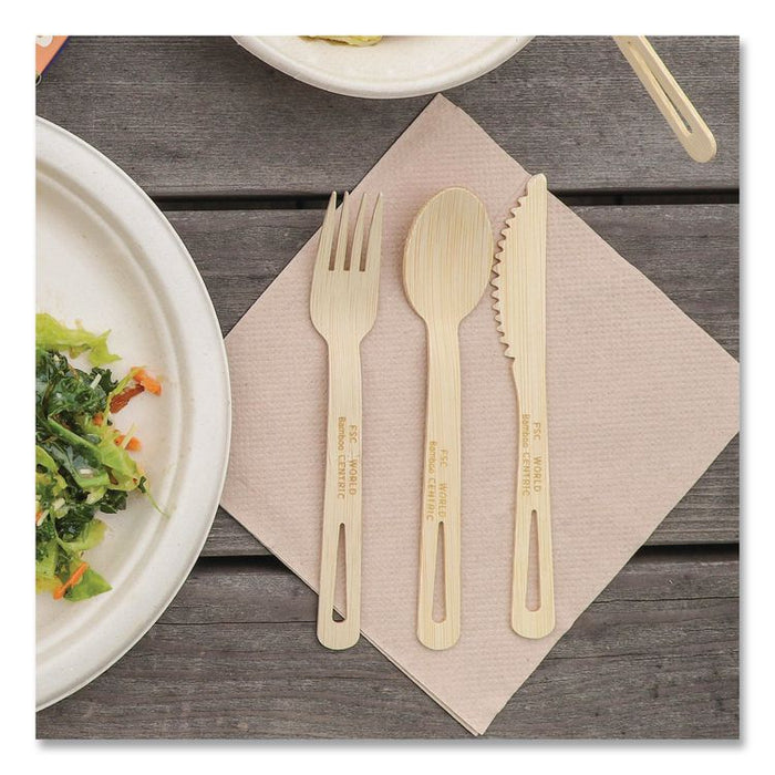 Bamboo Cutlery, Fork/Knife/Spoon, Paper, Natural, 24/Pack