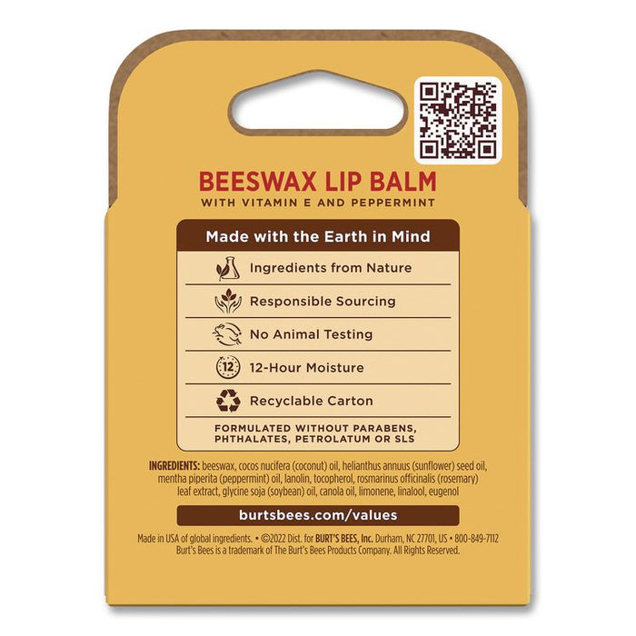 Beeswax Lip Balm, Original, 0.15 oz Stick, 4/Pack