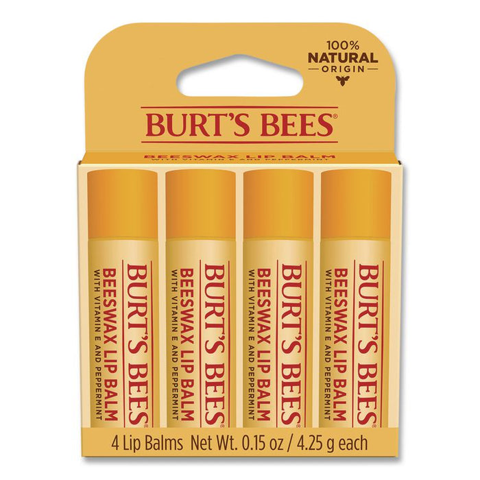 Beeswax Lip Balm, Original, 0.15 oz Stick, 4/Pack