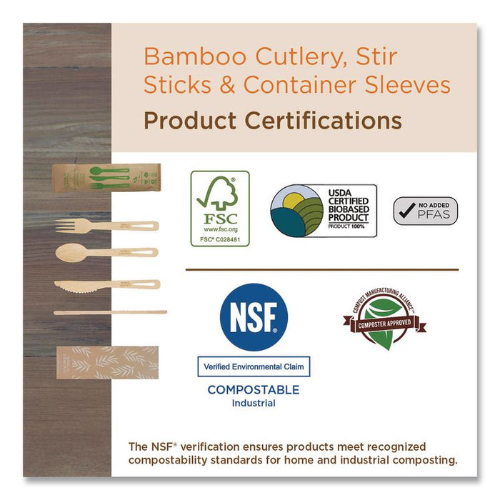 Bamboo Cutlery, Medium Heavyweight, Knife, Paper, Natural, 24/Pack