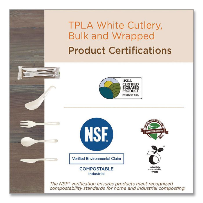 TPLA Cutlery, Medium Heavyweight, Knife, Plastic, Light Beige, 24/Pack