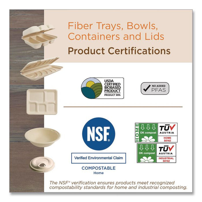 Laminated Fiber Containers, 20 oz, 6.7 x 8.7 x 1.7, Natural, Sugarcane Fiber, 400/Carton