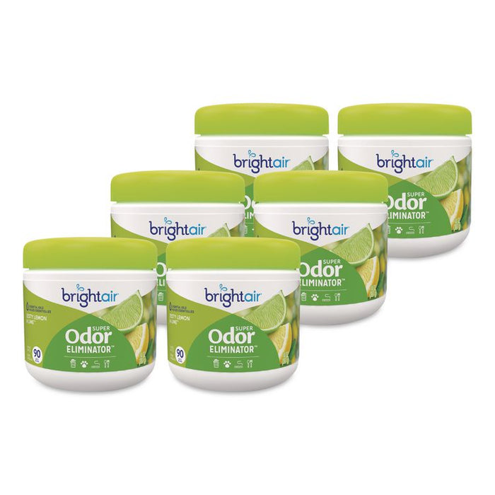 Super Odor Eliminator, Zesty Lemon and Lime, 14 oz Jar, 6/Carton
