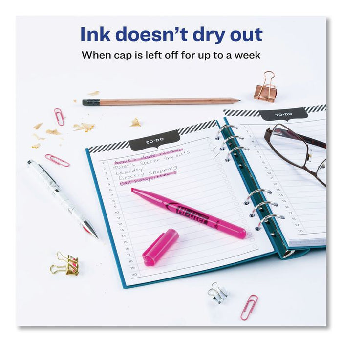 HI-LITER Pen-Style Highlighters, Fluorescent Pink Ink, Chisel Tip, Pink/Black Barrel, Dozen