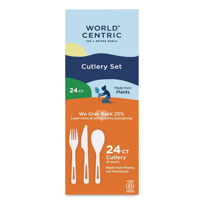 TPLA Cutlery, Medium Heavyweight, Fork/Knife/Spoon, Plastic, Light Beige, 24/Pack