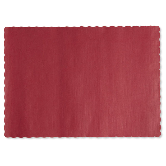 Placemats, Smooth Surface, Scalloped Edges, 13.5" x 9.5", Red, 1,000/Carton