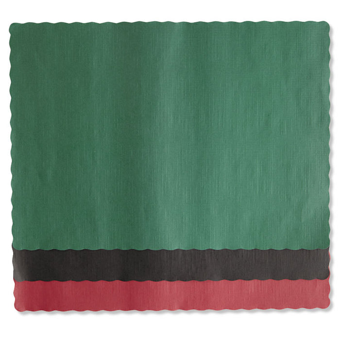 Placemats, Smooth Surface, Scalloped Edges, 13.5" x 9.5", Hunter Green, 1,000/Carton