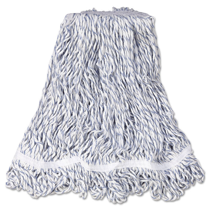 Web Foot Premium Finish Mop Head, White, Med, Cotton/Synthetic, 1". White Headband, 6/Carton