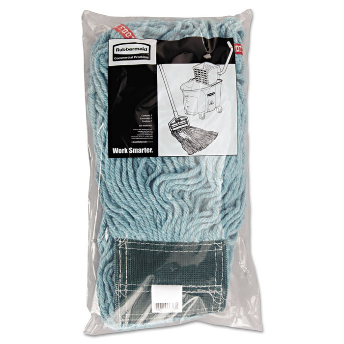 Web Foot Wet Mop Head, Shrinkless, Cotton/Synthetic, Medium, Green, 6/Carton