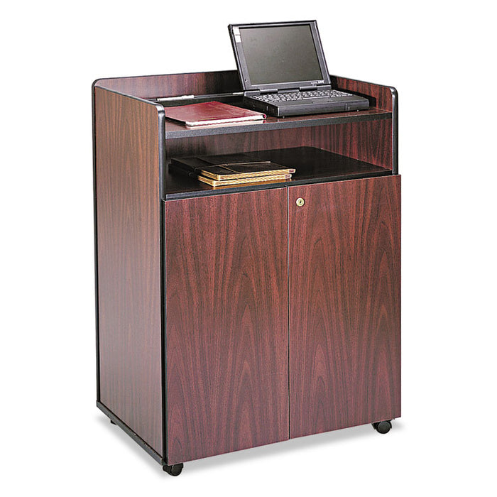 Executive Mobile Presentation Stand, 29.5 x 20.5 x 40.75, Mahogany