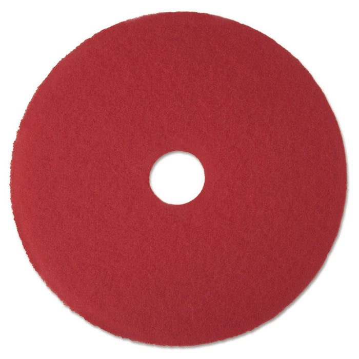 Low-Speed Buffer Floor Pads 5100, 13" Diameter, Red, 5/Carton