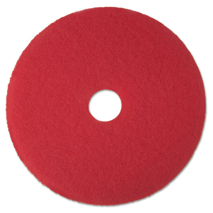 Low-Speed Buffer Floor Pads 5100, 16" Diameter, Red, 5/Carton