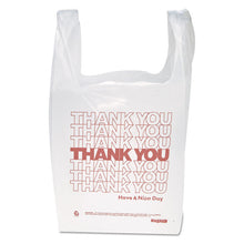 Load image into Gallery viewer, "Thank You" Handled T-Shirt Bag, Have a Nice Day Labeling, Cut-Out Handles, 11.5" x 6.5" x 21", White/Red, 900/Carton

