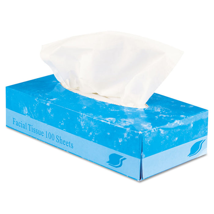Boxed Facial Tissue, 2-Ply, White, 100 Sheets/Box, 30 Boxes/Carton