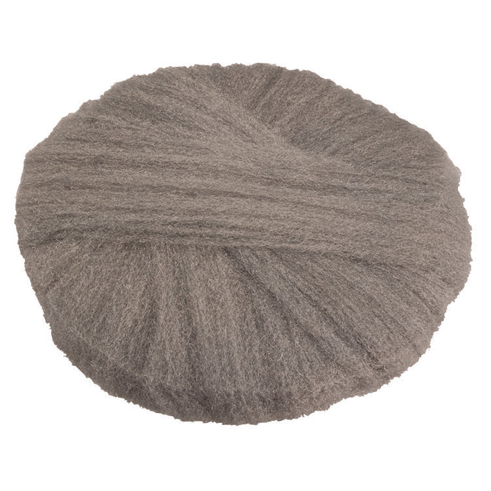 Radial Steel Wool Pads, Grade 0 (Fine): Cleaning and Polishing, 17" Diameter, Gray, 12/Carton