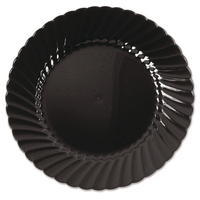 Classicware Plastic Plates, 6" dia, Black, 10/Pack, 18 Packs/Carton