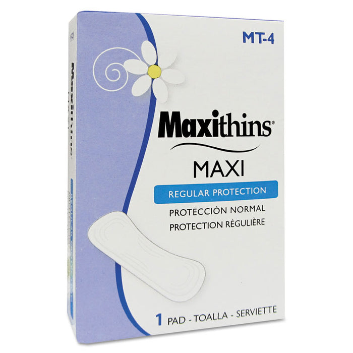 Maxithins Vended Sanitary Napkins #4, Maxi Absorbency, 250 Individually Boxed Napkins/Carton
