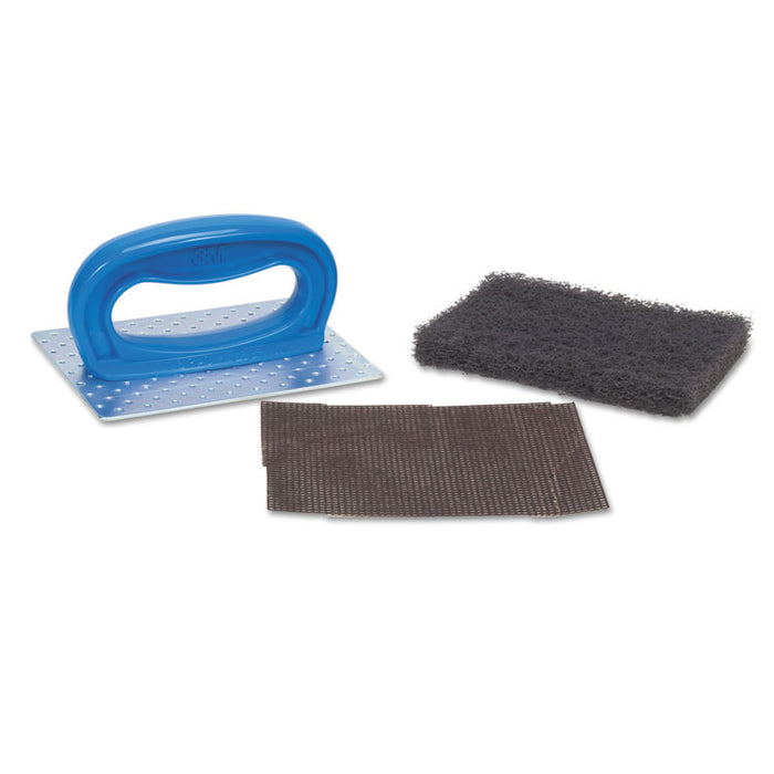 Griddle Pad Holder Kit, 4 x 5.25, Blue/Steel, 10/Carton