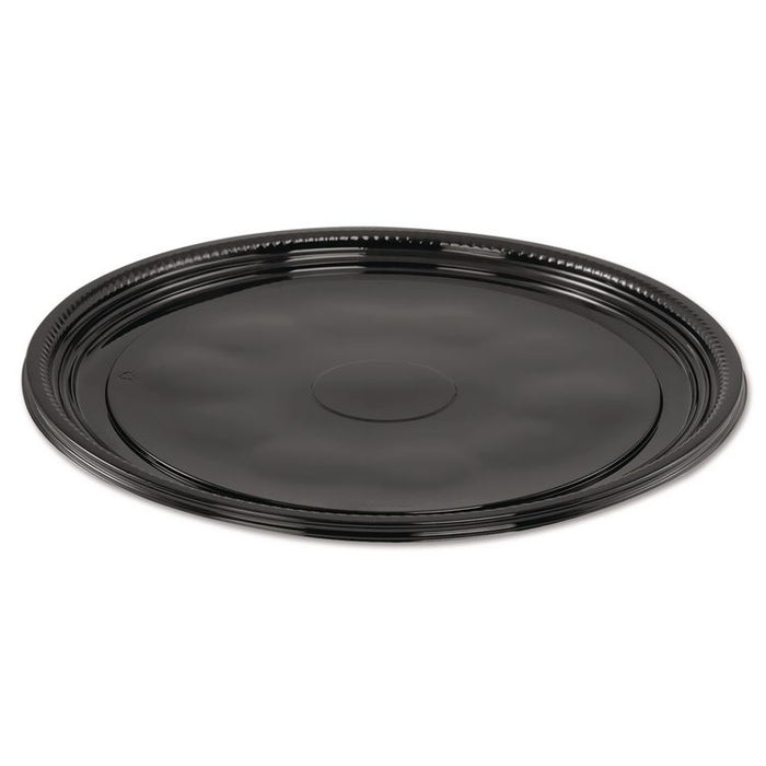 Caterline Casuals Thermoformed Platters, 12" Diameter, Black. Plastic, 25/Carton