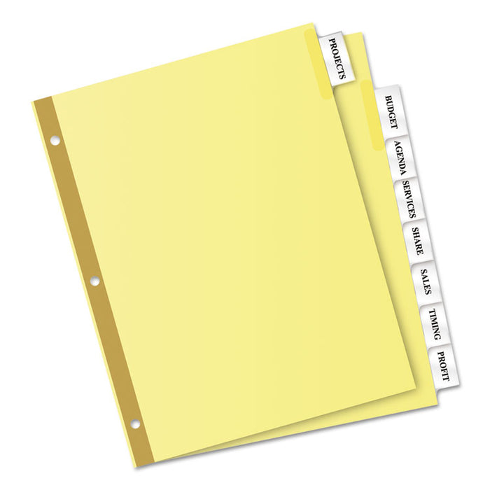 Insertable Big Tab Dividers, 8-Tab, Double-Sided Gold Edge Reinforcing, 11" x 8.5", Buff, Clear Tabs, 1 Set