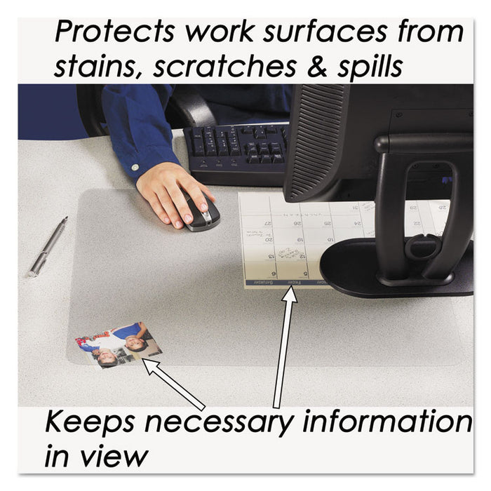 KrystalView Desk Pad with Antimicrobial Protection, Glossy Finish, 24" x 19", Clear
