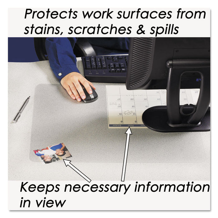 KrystalView Desk Pad with Antimicrobial Protection, Glossy Finish, 38" x 24", Clear