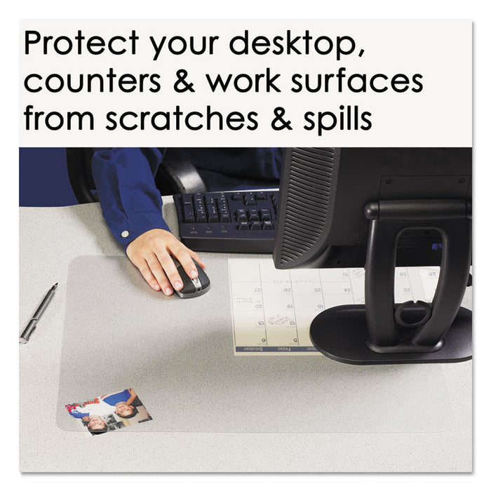 KrystalView Desk Pad with Antimicrobial Protection, Matte Finish, 36" x 20", Clear