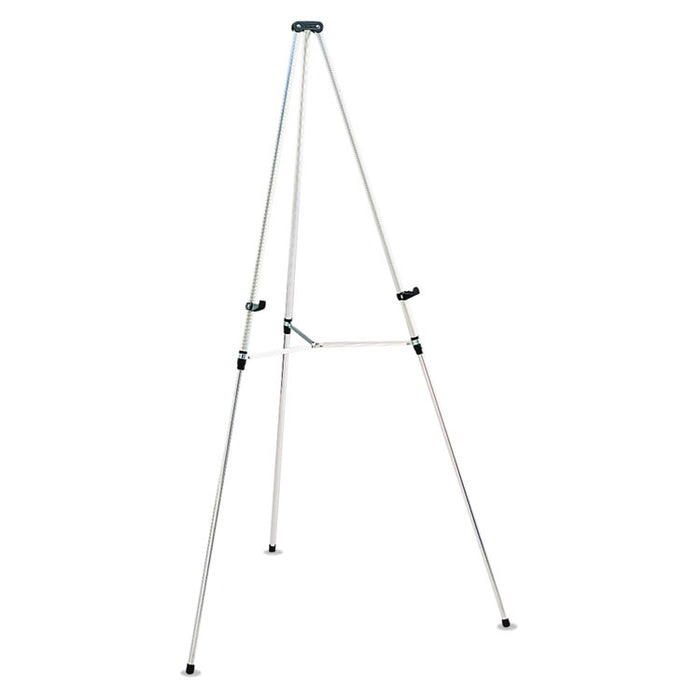 Lightweight Telescoping Tripod Easel, 38" to 66" Tall, Metal, Silver, Supports Up to 25 lb