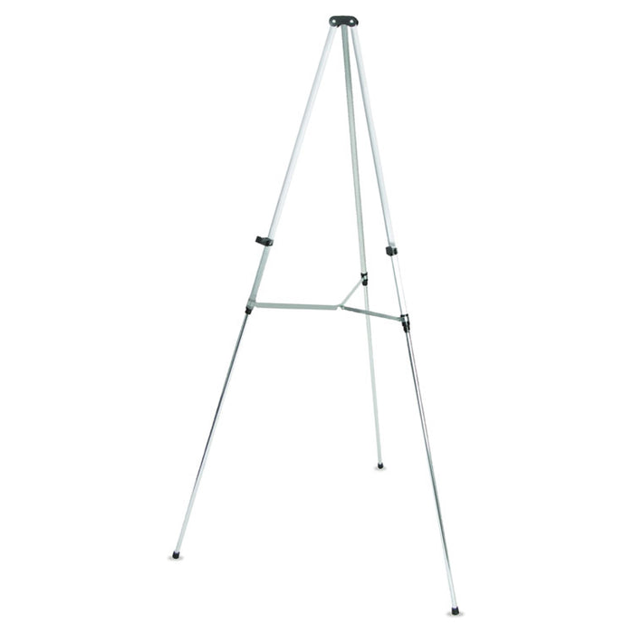 Lightweight Telescoping Tripod Easel, 38" to 66" Tall, Metal, Silver, Supports Up to 25 lb