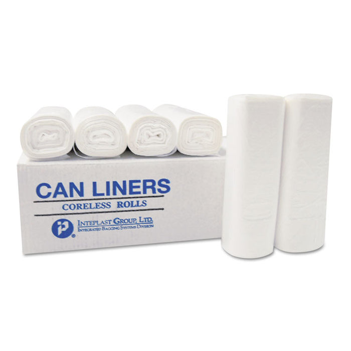 Low-Density Commercial Can Liners, 60 gal, 0.7 mil, 38" x 58", White, Interleaved Roll, 25 Bags/Roll, 4 Rolls/Carton