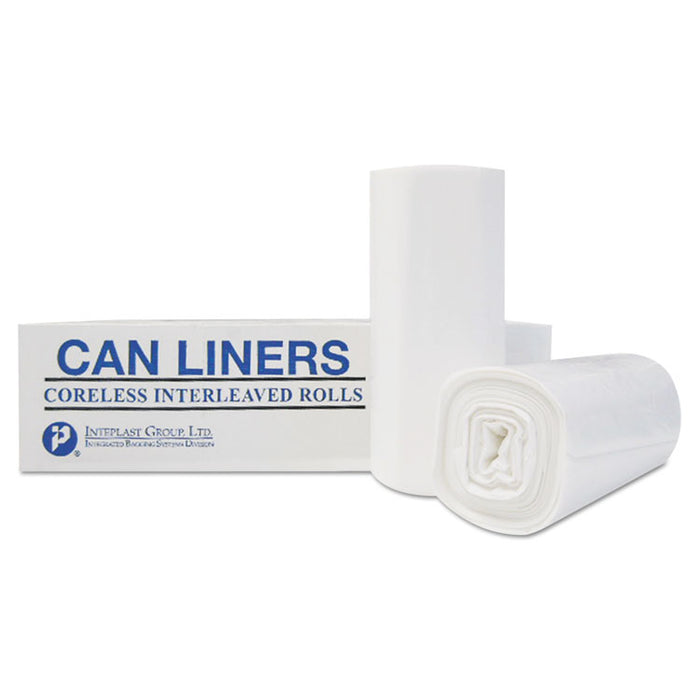 Institutional Low-Density Can Liners, 10 gal, 0.35 mil, 24" x 24", Black, Interleaved Roll, 50 Bags/Roll, 20 Rolls/Carton