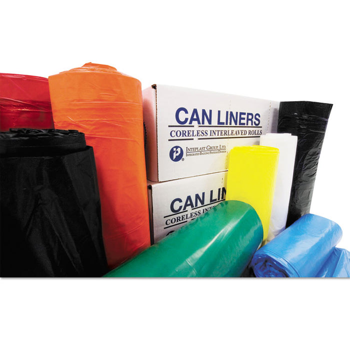 Institutional Low-Density Can Liners, 10 gal, 0.35 mil, 24" x 24", Black, Interleaved Roll, 50 Bags/Roll, 20 Rolls/Carton