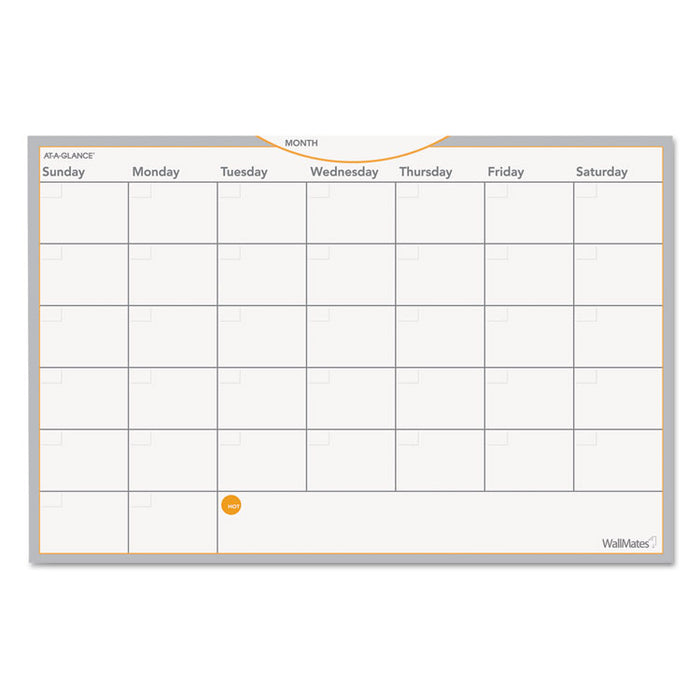WallMates Self-Adhesive Dry Erase Monthly Planning Surfaces, 18 x 12, White/Gray/Orange Sheets, Undated