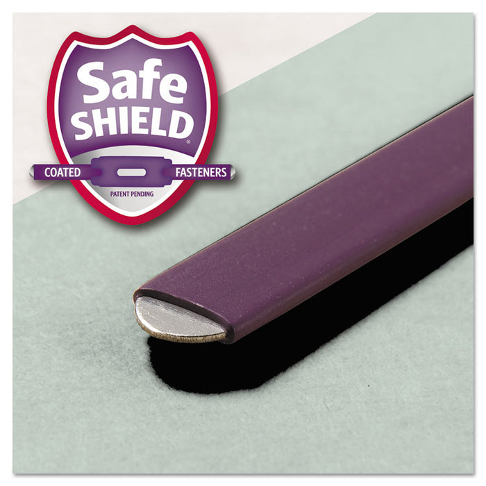 Recycled Pressboard Fastener Folders, 1/3 Tab: Assorted, Expands 2", 2 SafeSHIELD Fasteners, Legal Size, Gray-Green, 25/Box