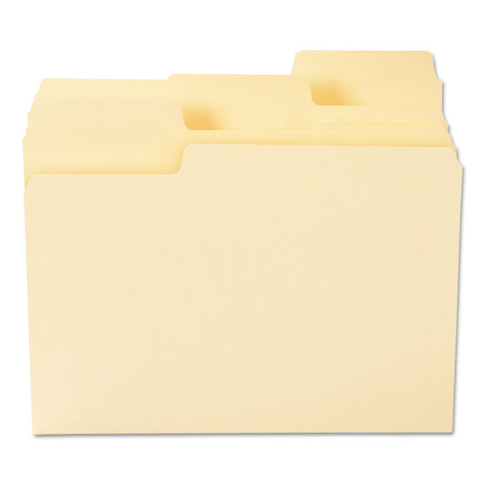 SuperTab Top Tab File Folders, 1/3-Cut Tabs: Assorted, Letter Size, 0.75" Expansion, 11-pt Manila, 100/Box