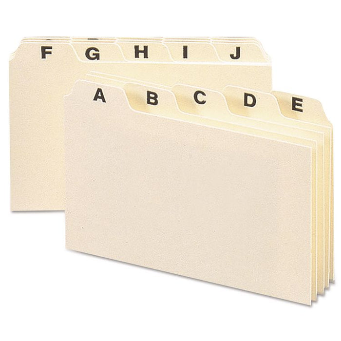 Manila Card Guides, 1/5-Cut Top Tab, A to Z, 4 x 6, Manila, 25/Set