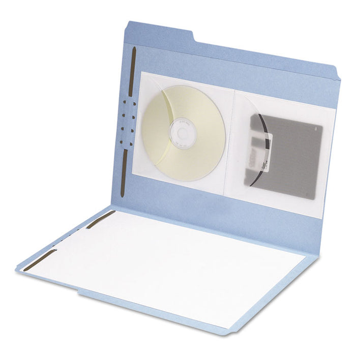 Self-Adhesive CD/Diskette Pockets, Clear, 10/Pack