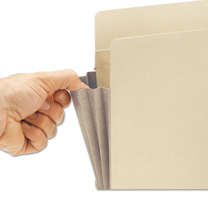 Manila End Tab File Pockets with Tear Resistant Gussets, 3.5" Expansion, Legal Size, Manila, 10/Box