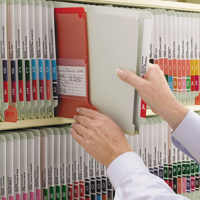 End Tab Pressboard Classification Folders, Straight Tab, Expands 3", 2 SafeSHIELD Fasteners, Legal Size, Gray-Green, 25/Box