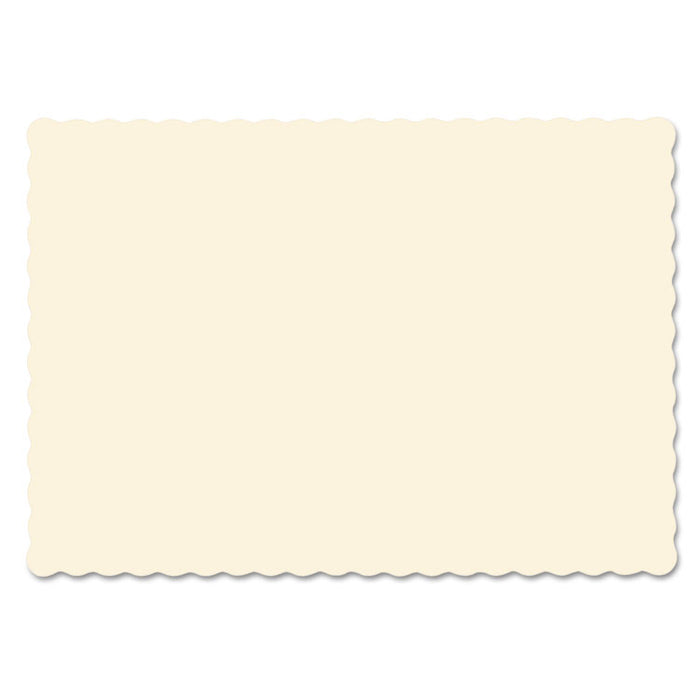 Placemats, Smooth Surface, Scalloped Edges, 13.5" x 9.5", Ecru, 1,000/Carton