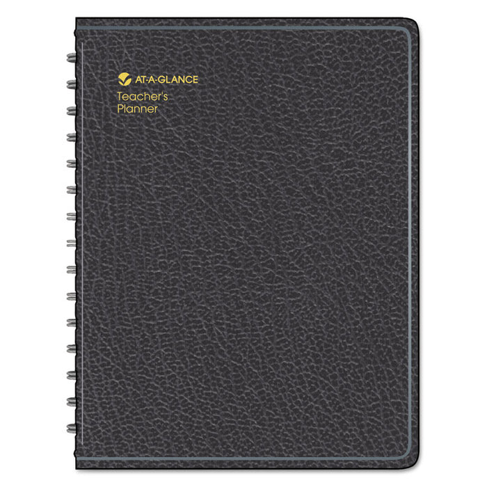Undated Teacher's Planner, Weekly, 9 Classes, Black Cover, 10.88 x 8.25 Sheets, 12-Month (July to June)