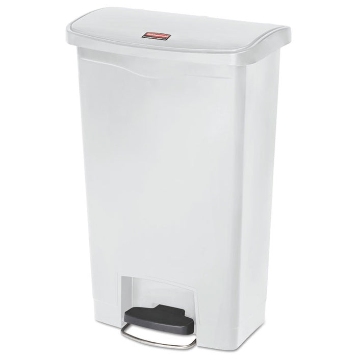 Streamline Resin Step-On Container, Front Step Style, 13 gal, Polyethylene, White