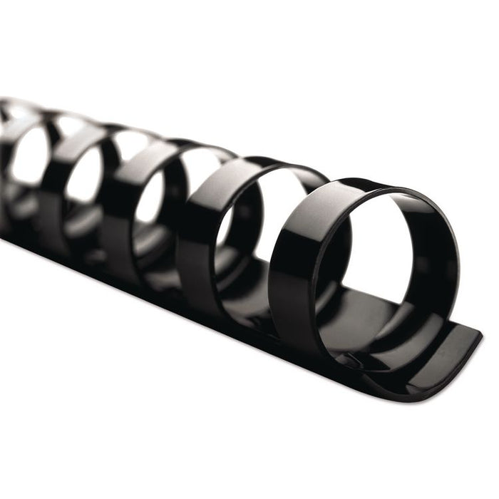 CombBind Standard Spines for 11 x 8.5 Documents, 19 Rings, 0.25" (25-Sheet) Capacity, Black, 100/Box