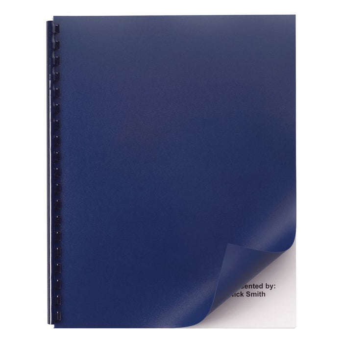 Opaque Plastic Presentation Covers for Binding Systems, Plastic, Square Corners, 11 x 8.5, Navy, 50/Pack