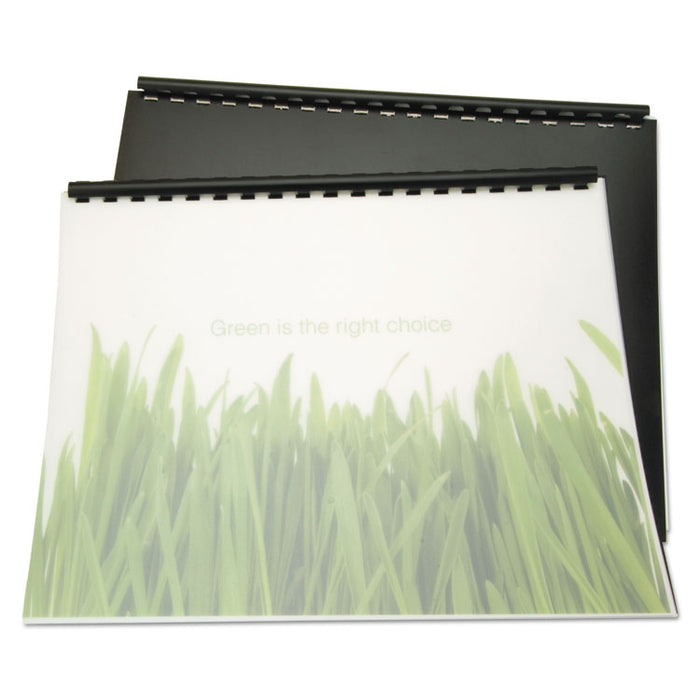 100% Recycled Poly Binding Cover, Plastic, Square Corners, 11 x 8.5, Black, 25/Pack