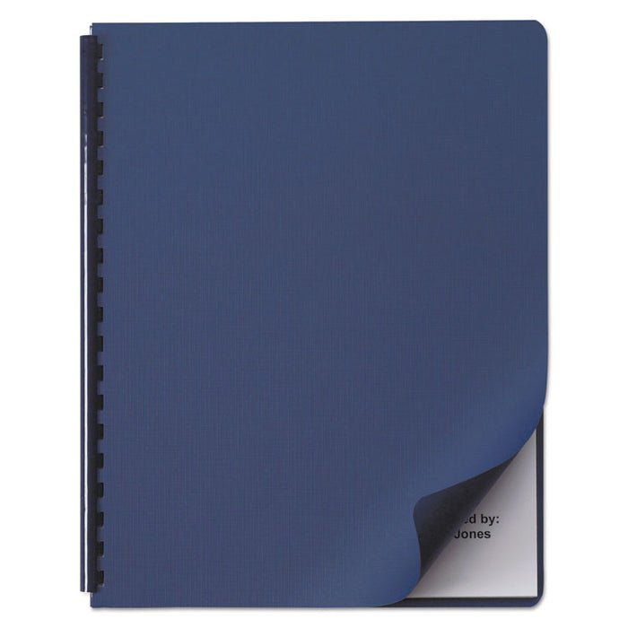 Linen Textured Standard Presentation Covers for Binding Systems, Paper, Round Corners, 11.25 x 8.75, Navy, 50/Pack