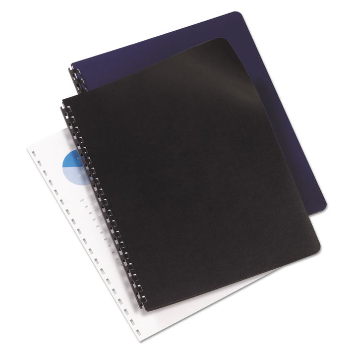 Leather-Look Presentation Covers for Binding Systems, Paper, Round Corners, 11.25 x 8.75, Black, 50 Sets/Pack